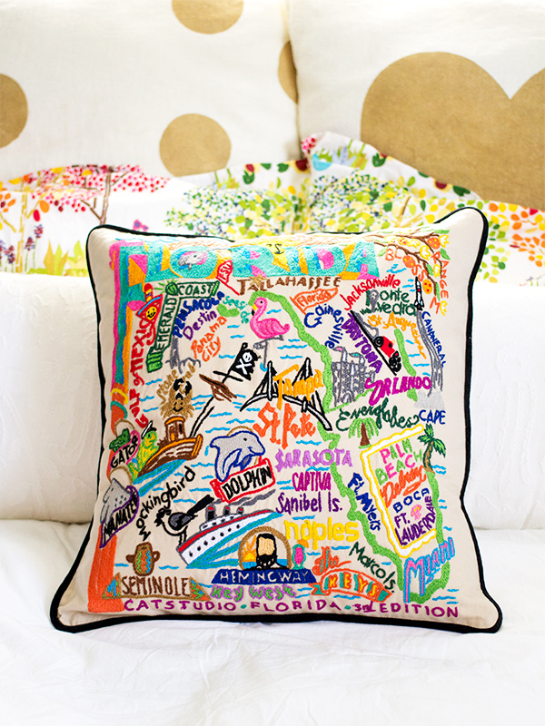 Sarah Hearts Hand Embroidered State Pillows