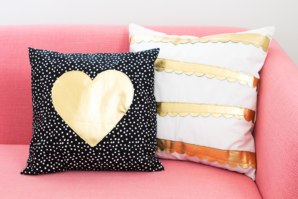 Sarah Hearts - Gold Heart and Scalloped DIY Pillows
